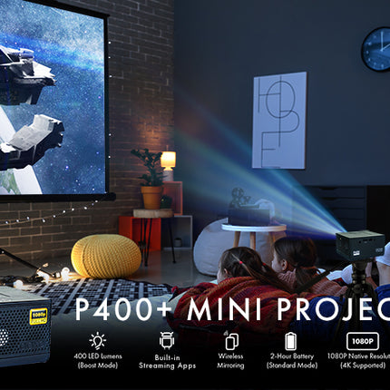 Aaxa P400+ Plus Wireless and Bluetooth Short Throw Portable Projector