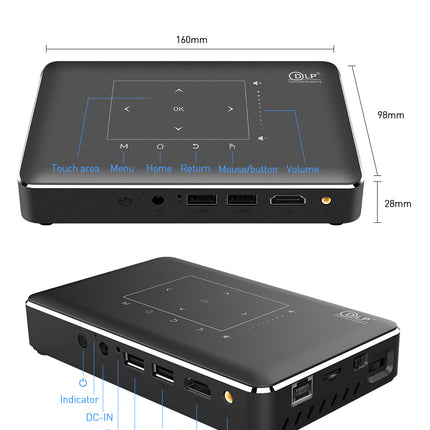Texas Instruments K96 DLP Android Pico Projector - WiFi, Bluetooth, 4K, Ethernet HD