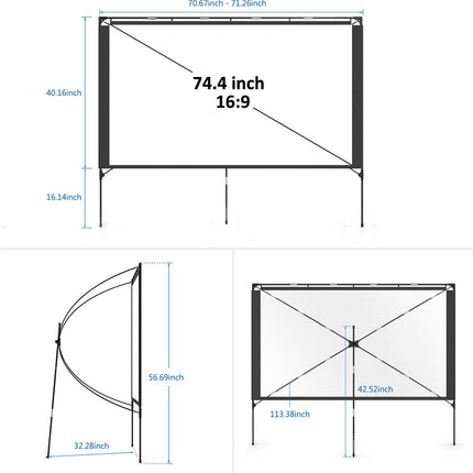 Outdoor Vamvo 80" 4K HD Projector Screen with Stand, Portable & Foldable