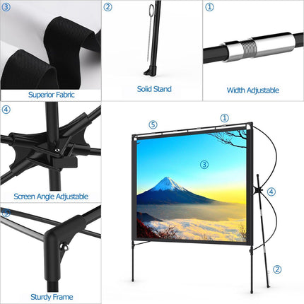 Outdoor Vamvo 80" 4K HD Projector Screen with Stand, Portable & Foldable