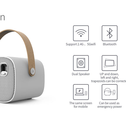 Wowoto M7 Smart Portable Projector: Wireless, Auto Focus, Bluetooth, 4K Support