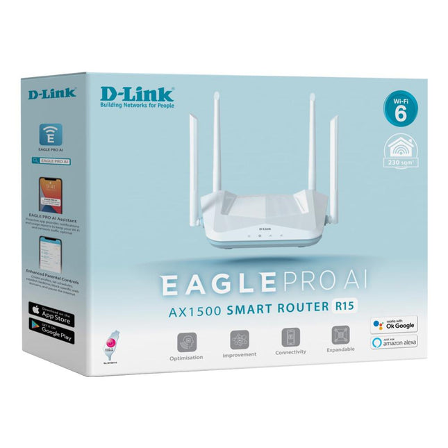 D-Link R15 Eagle PRO AI AX1500 Wi-Fi 6 Smart Router with Mesh