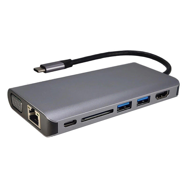 Shintaro USB-C 8-Port Travel Dock with 4K HDMI VGA Ethernet & 60W PD