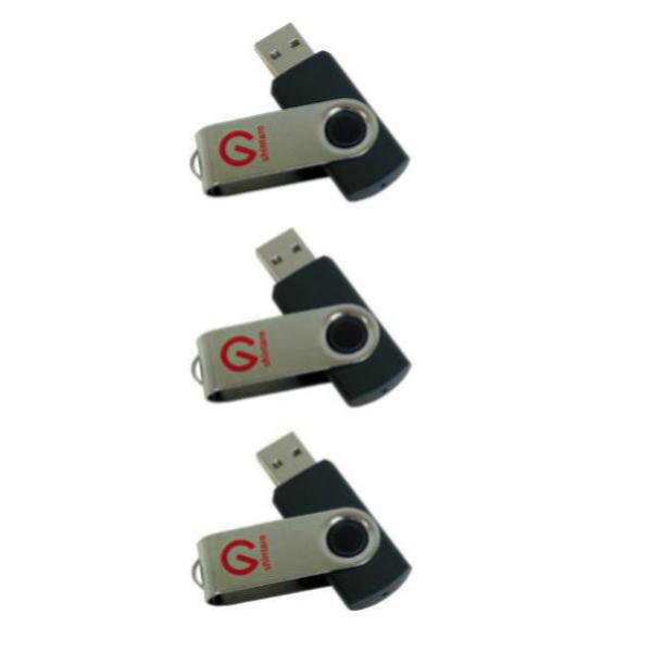 Shintaro 8GB Rotating USB 2.0 Flash Drive 3 Pack with Capless Design