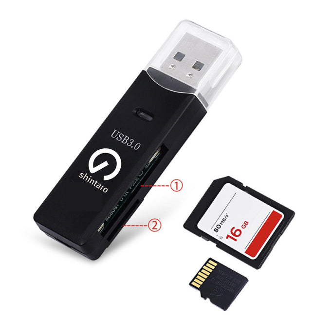 Shintaro SH-SDCRU3 USB 3.0 SD Card Reader with Dual Slots 5Gbps