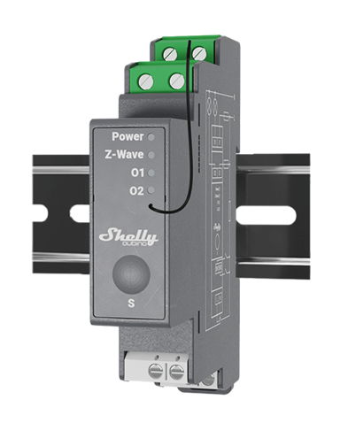 Shelly Wave Pro 2 Z-Wave Smart Relay 2-Channel 25A DIN Rail Switch