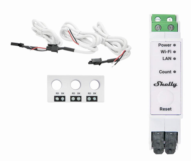 Shelly Pro 3EM-3CT63 DIN Rail 3-Phase Energy Meter with 63A CT Clamps