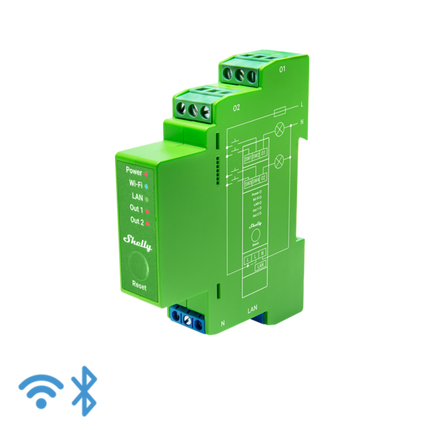 Shelly Pro Dimmer 2PM DIN Rail Wi-Fi Smart Dimmer with Power Metering