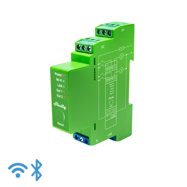 Shelly Pro Dimmer 2PM DIN Rail Wi-Fi Smart Dimmer with Power Metering