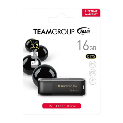 Team Group C175 16GB USB 3.2 Flash Drive with Cap-Loss Free Design
