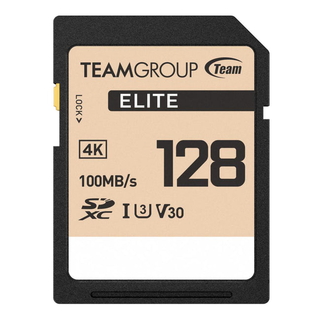Team Group Elite 128GB SDXC UHS-I U3 V30 4K Memory Card 100MB/s Read