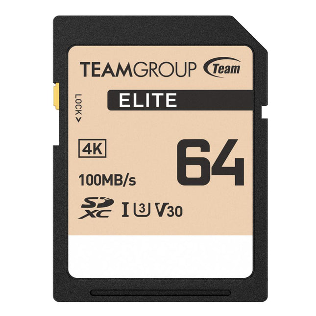 Team Group Elite 64GB SDXC UHS-I U3 V30 Memory Card 100MB/s Read