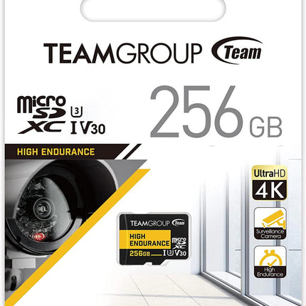 Team Group High Endurance 256GB Micro SDXC U3 V30 for Security Cameras