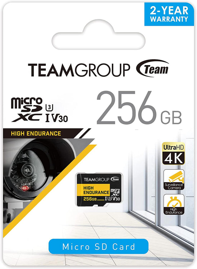 Team Group High Endurance 256GB Micro SDXC U3 V30 for Security Cameras