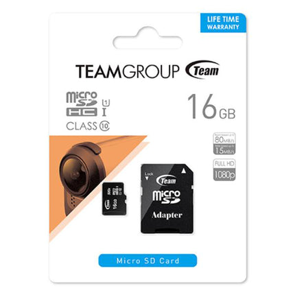 Team Group 16GB Micro SDHC UHS-I U1 Class 10 Memory Card with Adapter