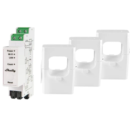 Shelly Pro 3EM-400 DIN Rail 3-Phase Smart Energy Meter with Wi-Fi & LAN