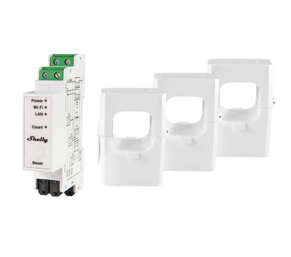 Shelly Pro 3EM-400 DIN Rail 3-Phase Smart Energy Meter with Wi-Fi & LAN