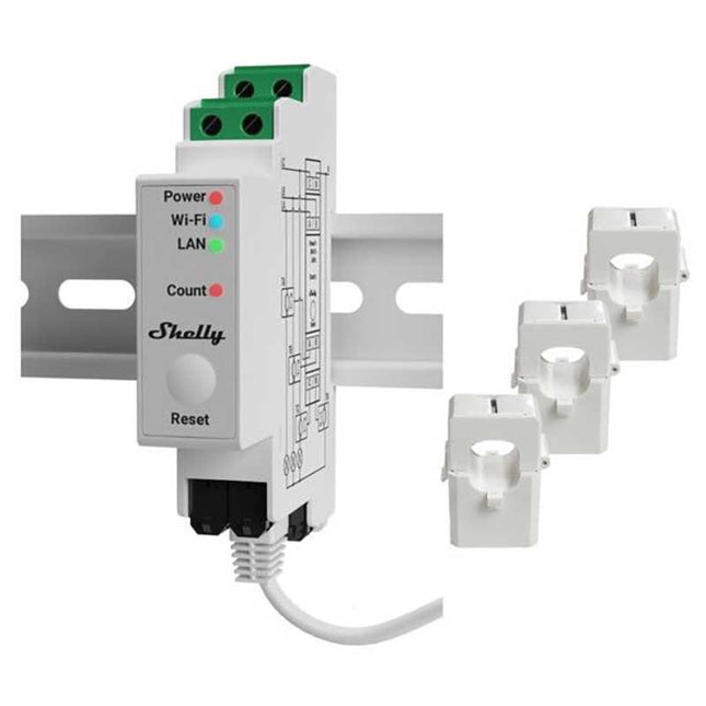 Shelly PRO 3EM 120A V2 WiFi Smart Energy Meter with Matter Support